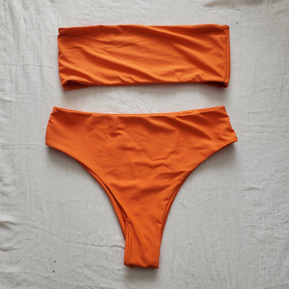 Zaful Bright Orange Bikini Set Size 8